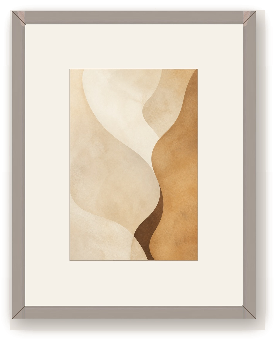 Quadro Forme del Silenzio, com volumes orgânicos em areia e ocre